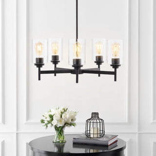 Kristine 24" Farmhouse Industrial Iron Cylinder LED Chandelier