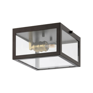 Baxter 8" Farmhouse Industrial Square Iron/Glass Case LED Flush Mount