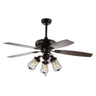 Finch 52" Caged 3-Light Metal/Wood LED Ceiling Fan