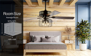 Maroon 52" 3-Light Industrial Metal/Wood LED Ceiling Fan With Remote