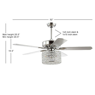 Layard 52" 3-Light Crystal Prism Drum LED Ceiling Fan With Remote