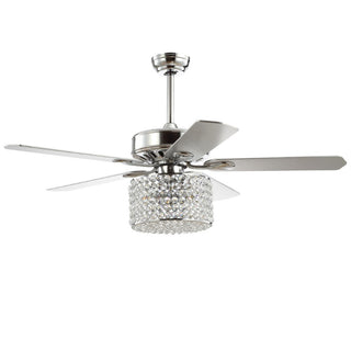 Layard 52" 3-Light Crystal Prism Drum LED Ceiling Fan With Remote