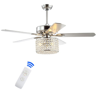 Layard 52" 3-Light Crystal Prism Drum LED Ceiling Fan With Remote