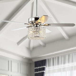 Layard 52" 3-Light Crystal Prism Drum LED Ceiling Fan With Remote