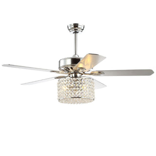 Layard 52" 3-Light Crystal Prism Drum LED Ceiling Fan With Remote