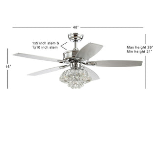 Geelvink 48" 3-Light Glam Crystal Drum LED Ceiling Fan With Remote