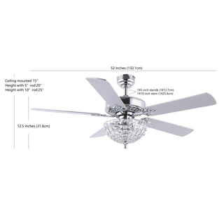 Daniel 52" Glam Classic Crystal Dome Shade LED Ceiling Fan With Remote