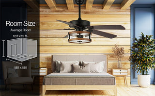 Sundowner 52" Rustic Industrial Iron/Wood/Seeded Glass Mobile-App/Remote-Controlled LED Ceiling Fan