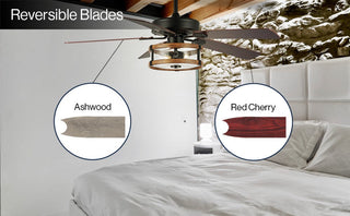 Sundowner 52" Rustic Industrial Iron/Wood/Seeded Glass Mobile-App/Remote-Controlled LED Ceiling Fan