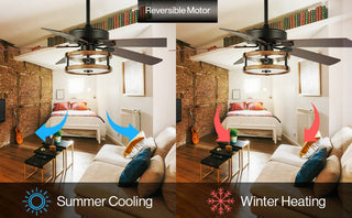 Sundowner 52" Rustic Industrial Iron/Wood/Seeded Glass Mobile-App/Remote-Controlled LED Ceiling Fan