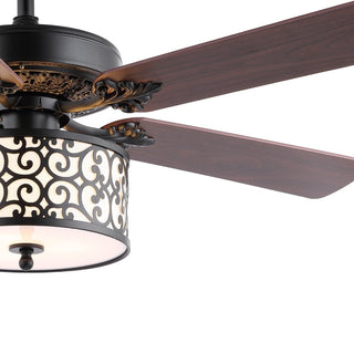 Simmons 52" Farmhouse Industrial Iron Scroll Drum Shade LED Ceiling Fan With Remote