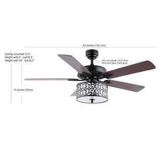 Simmons 52" Farmhouse Industrial Iron Scroll Drum Shade LED Ceiling Fan With Remote