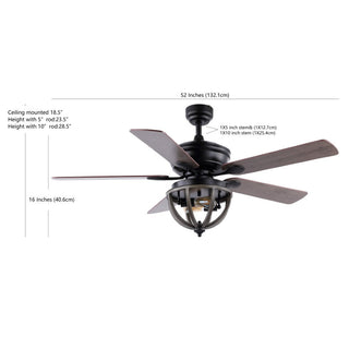 Collins 52" Farmhouse Industrial Iron Dome Shade LED Ceiling Fan With Remote