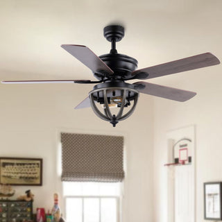 Collins 52" Farmhouse Industrial Iron Dome Shade LED Ceiling Fan With Remote