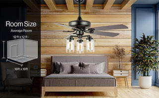 Hunter 52"  Rustic Industrial Iron/Wood/Seeded Glass Mobile-App/Remote-Controlled LED Ceiling Fan