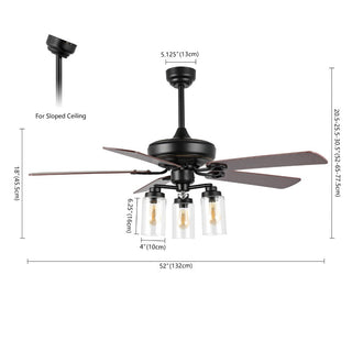 Hunter 52"  Rustic Industrial Iron/Wood/Seeded Glass Mobile-App/Remote-Controlled LED Ceiling Fan