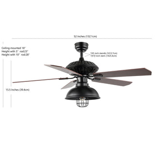 Hopkins 52" Farmhouse Industrial Iron Dome Shade LED Ceiling Fan With Remote