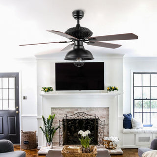 Hopkins 52" Farmhouse Industrial Iron Dome Shade LED Ceiling Fan With Remote