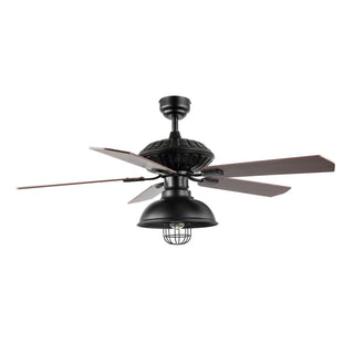 Hopkins 52" Farmhouse Industrial Iron Dome Shade LED Ceiling Fan With Remote