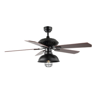 Hopkins 52" Farmhouse Industrial Iron Dome Shade LED Ceiling Fan With Remote