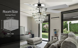 Ramsey 52" Glam Modern Crystal Shade LED Ceiling Fan With Remote