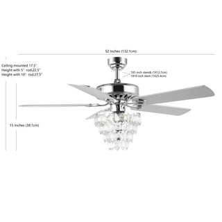 Ramsey 52" Glam Modern Crystal Shade LED Ceiling Fan With Remote