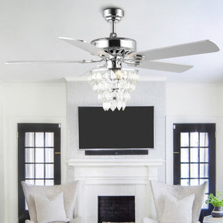 Ramsey 52" Glam Modern Crystal Shade LED Ceiling Fan With Remote