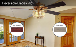 Decadent Rustic Farmhouse Iron/Wood Bead Mobile-App/Remote-Controlled LED Ceiling Fan