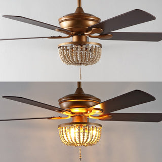 Decadent Rustic Farmhouse Iron/Wood Bead Mobile-App/Remote-Controlled LED Ceiling Fan