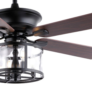 Evelyn 52" Farmhouse Industrial Iron Drum Shade LED Ceiling Fan With Remote