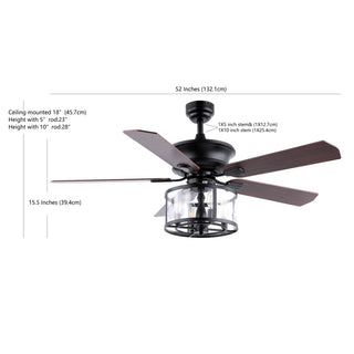 Evelyn 52" Farmhouse Industrial Iron Drum Shade LED Ceiling Fan With Remote