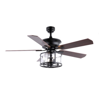 Evelyn 52" Farmhouse Industrial Iron Drum Shade LED Ceiling Fan With Remote