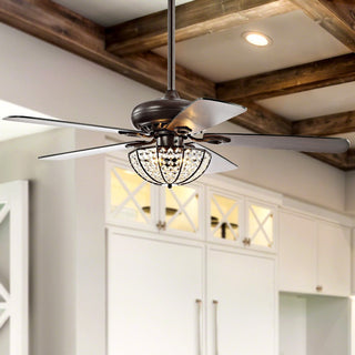 Meek 52" 3-Light Bronze Crystal LED Ceiling Fan With Remote