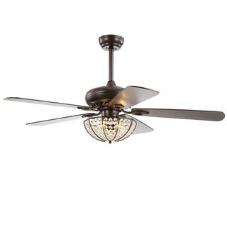 Meek 52" 3-Light Bronze Crystal LED Ceiling Fan With Remote