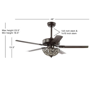 Nanday 48" 3-Light Wrought Iron LED Ceiling Fan With Remote