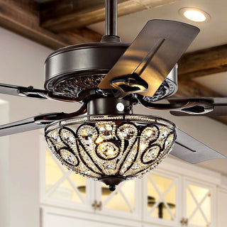 Nanday 48" 3-Light Wrought Iron LED Ceiling Fan With Remote