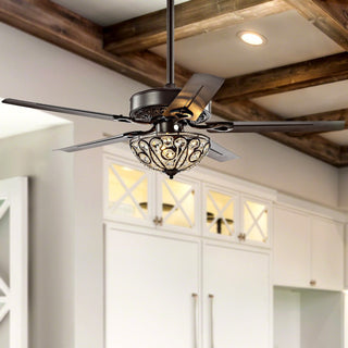 Nanday 48" 3-Light Wrought Iron LED Ceiling Fan With Remote