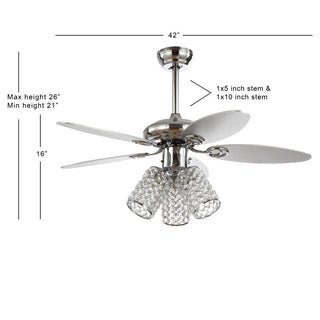 Olive 42" 3-Light Crystal LED Ceiling Fan With Remote