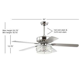 Swiftie 52" 3-Light Crystal Prism Drum LED Ceiling Fan With Remote