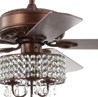 Crimson 52" 3-Light Crystal LED Chandelier Fan With Remote