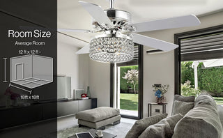 Kristin 52" Crystal/Metal Modern Glam Drum LED Ceiling Fan With Remote