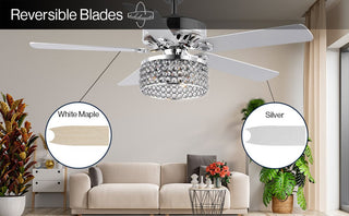 Kristin 52" Crystal/Metal Modern Glam Drum LED Ceiling Fan With Remote