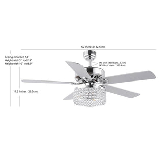 Kristin 52" Crystal/Metal Modern Glam Drum LED Ceiling Fan With Remote