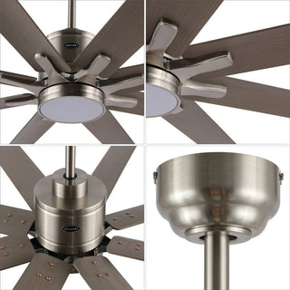 Harbor 66" Contemporary Industrial Iron/Plastic Mobile-App/Remote-Controlled 6-Speed Ceiling Fan with Integrated LED Light