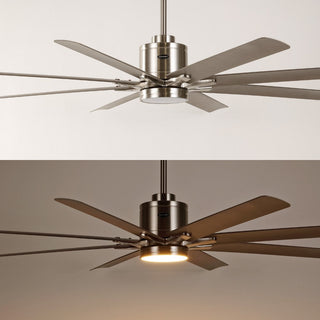 Harbor 66" Contemporary Industrial Iron/Plastic Mobile-App/Remote-Controlled 6-Speed Ceiling Fan with Integrated LED Light