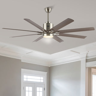 Harbor 66" Contemporary Industrial Iron/Plastic Mobile-App/Remote-Controlled 6-Speed Ceiling Fan with Integrated LED Light