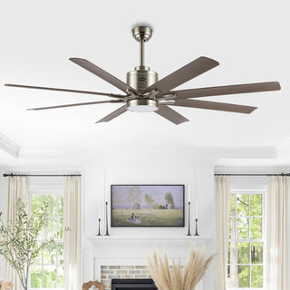 Harbor 66" Contemporary Industrial Iron/Plastic Mobile-App/Remote-Controlled 6-Speed Ceiling Fan with Integrated LED Light