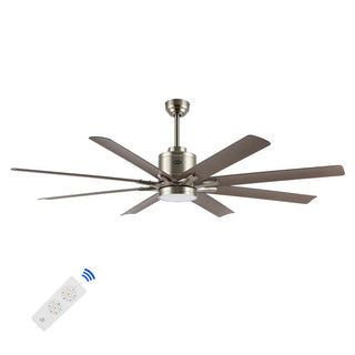 Harbor 66" Contemporary Industrial Iron/Plastic Mobile-App/Remote-Controlled 6-Speed Ceiling Fan with Integrated LED Light