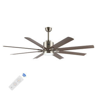 Harbor 66" Contemporary Industrial Iron/Plastic Mobile-App/Remote-Controlled 6-Speed Ceiling Fan with Integrated LED Light