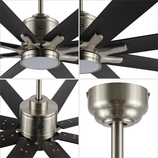 Harbor 66" Contemporary Industrial Iron/Plastic Mobile-App/Remote-Controlled 6-Speed Ceiling Fan with Integrated LED Light